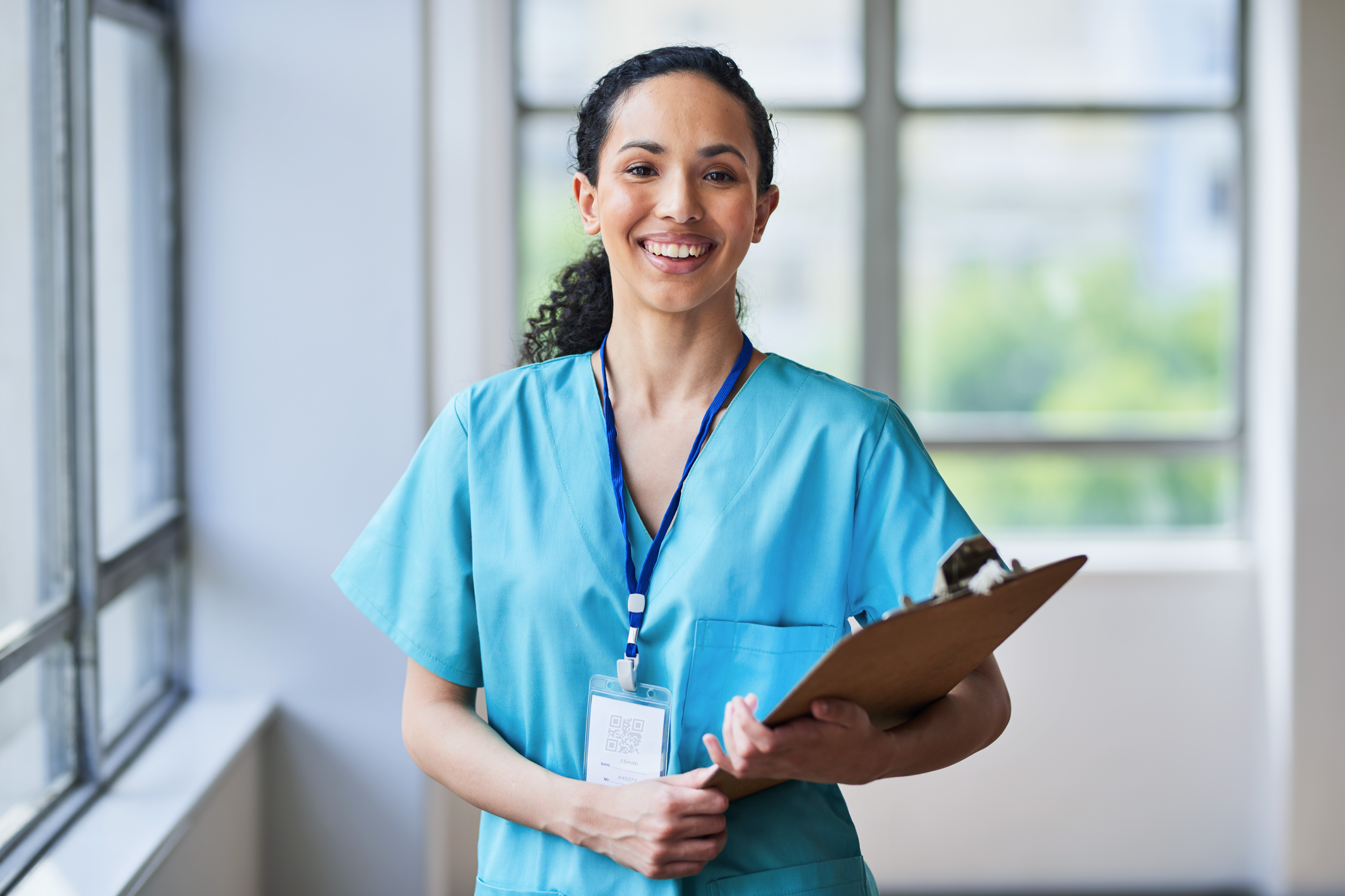 Healthcare provider using laptop